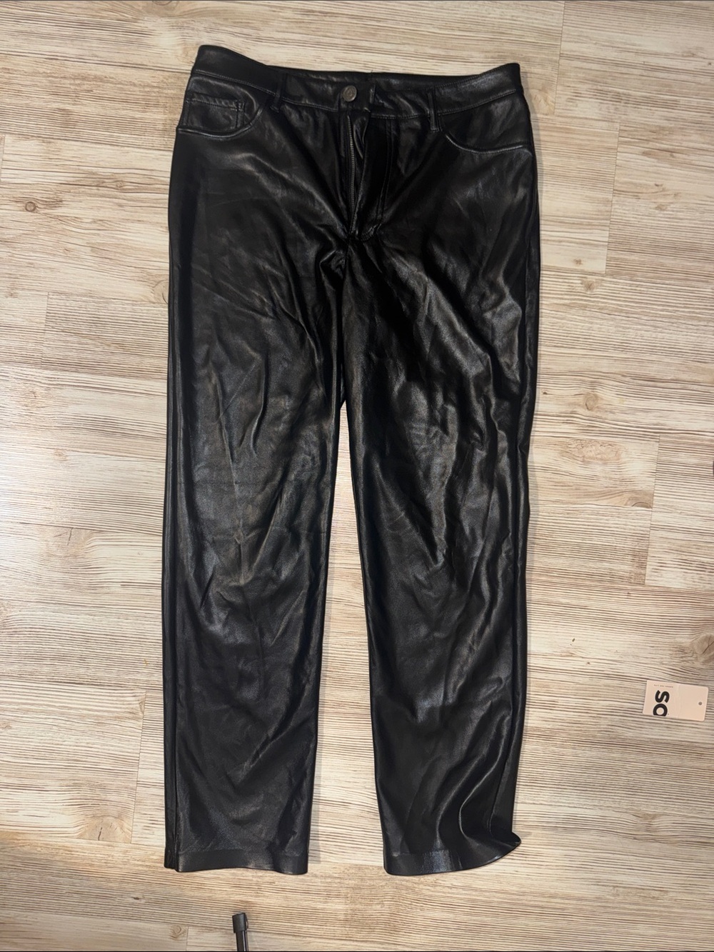 Joie Black Faux Leather Straight-Leg Jeans